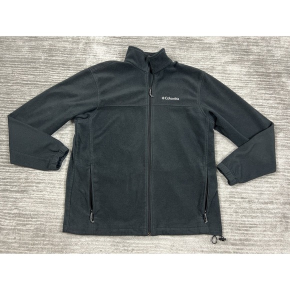 Columbia Sweater Mens Large‎ Black Fleece Long Sleeve Full Zip Polyester - Picture 1 of 13